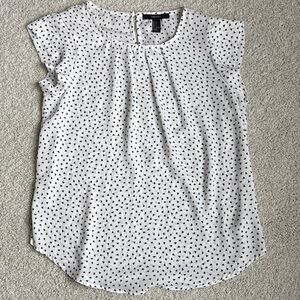Forever 21 White Blouse with Black Triangle Pattern